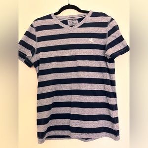Blue Striped V-Neck Soft Cotton T-Shirt